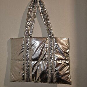 NWT Bath and Body Works silver puffy bag